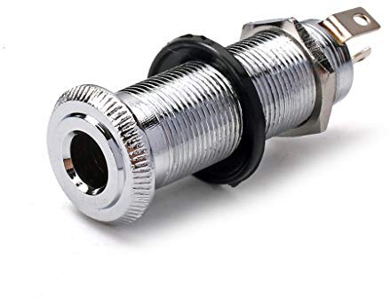 Alnicov Cylinder Clip End Pin Mono Panel Output Jack Socket For Electric Guitar Bass 6.35MM,Chrome