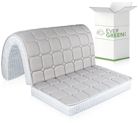 EVERGREENWEB - Enkelmadrass 70 x 190 H 10 cm för bäddsoffa,Klar säng med vikning på sittplatser,PIEGHEVOLE i Polyuretan Ortopedisk beläggning vit ANALLERGISK, BED SOFA Fixeringsblad