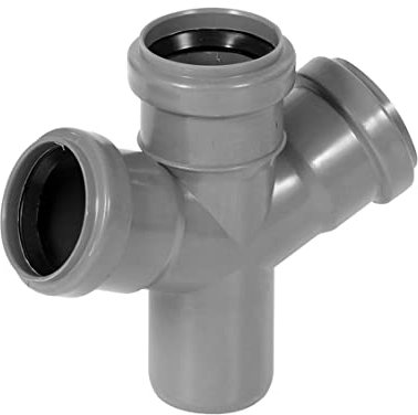 KNM TRADE double dérivation HT DN 50 67° – pièce en T quadruple PP gris pour eaux usées intérieures