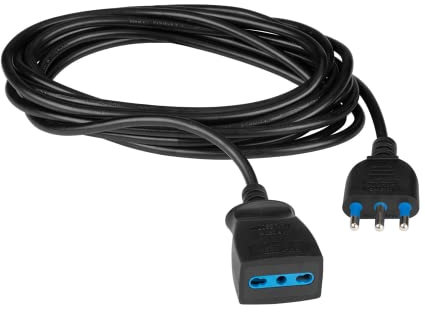 Poly Pool PP0385.1XAM Prolunga elettrica da 5 metri, cavo H05VV-F 3x1mmq, Spina 16A 2P+T e presa bivalente 10-16A 2P+T Colore Nero