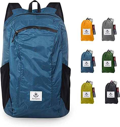 4Monster Faltbarer Rucksack Ultra Leicht, Unisex Tagesrucksack Outdoor, Wasserdichter Wanderrucksack für Camping Wandern Reisen Sport Klettern Radfahren (Blau, 32L)