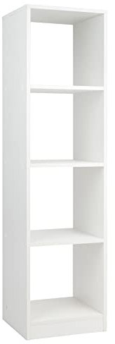 COSTWAY Regal mit 4 Fächern, Bücherregal Holz, 38 x 142 x 33 cm, Standregal, Aufbewahrungsregal für Arbeitszimmer, Wohnzimmer, weiß