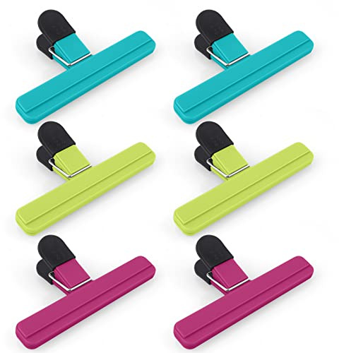 AUAUY 6PZ Mollette Chiudi Sacchetti Cucina, Plastica Mollette Chiudi Pacco, Mollette Alimenti, Clip per Cibo Sacchetti, per Sigillare Snack, Caffè o Buste & Mantenere il Cibo Fresco (L)
