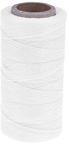 TopHomer Filo cerato bianco 150D, 270 m 1 mm piatto per cuoio cucito cerato, filo cerato per artigianato fai da te, rilegatura di libri, riparazione scarpe
