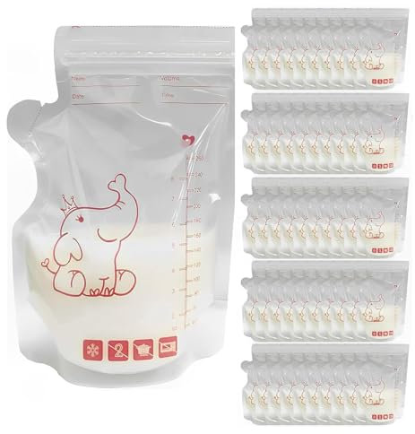 50 Pcs Breast Milk Storage Bag, Milk Storage Bags Breastfeeding, Milk Bags Breastfeeding, Breast Milk Bags, Bags Breastfeeding, No-Leak Freezer Pouches (Elephant Pattern)