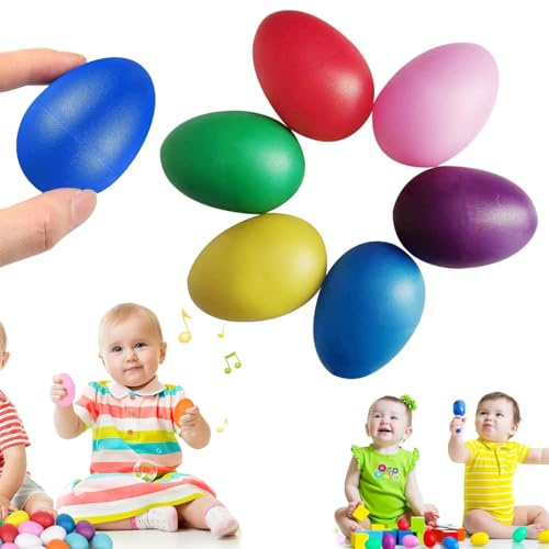 Norhogo 6 piezas de maracas de huevo, juego de sonajeros de huevo, sonajero de huevo para ritmo, juguete de sonajero de huevo, sonajero de huevo para bebé, ritmo de huevo, sonajeros de huevo, música