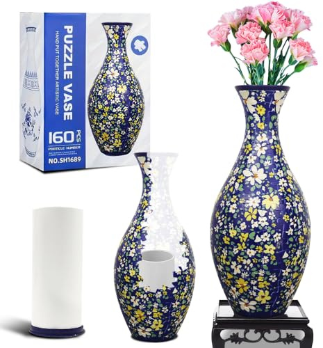 SGZIOO 3D Puzzle Vase, 160 Pieces 3D Jigsaw Vase, Detachable 3D Jigsaw Puzzles for Adults, Diy Unique Arts Flower vase, Puzzles Gift for Housewarming, Flowers Arrangement, Home Decoration