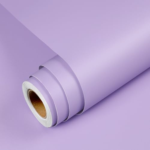 YENHOME Carta da Parati Autoadesiva Muro Viola 40x300cm Lilla Tappezzeria Rotoli di Carta Adesiva per Parati Viola Bambini Camera da Letto Soggiorno Pellicola Adesiva per Mobili Scrivania Armadio