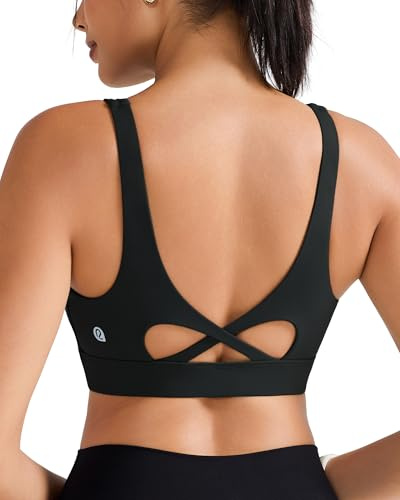 RUNNING GIRL Sports Bra for Women High Support, Molded Cup High Impact Sports Bras with Sewn in Pads Workout Running Bra(3128 Black L)