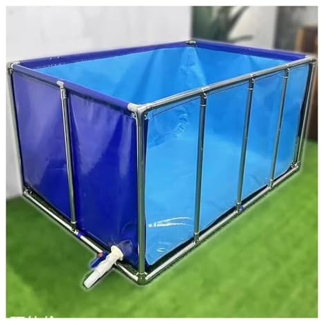Genérico Estanque de Lona con Estructura de Acero - Acuario Elevado con Ventana de PVC Transparente, Ideal para la cría de koi (140 x 140 x 71 cm) - Jardín acuático Exterior Espacioso y Duradero