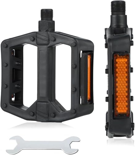 Bicycle Pedals, Non-Slip Aluminium Mountain Bike Pedals with Reflectors