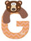 Sevi 83007 Tier Holzbuchstaben G Grizzlybär ca. 10 cm, Türbuchstaben für Kinderzimmer, ABC Lernspielzeug aus Holz, pädagogisches Spielzeug für Kinder ab 3 Jahren, Buchstabe Tiere, Orange/Braun