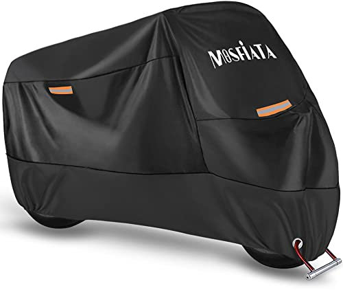 MOSFiATA Waterproof Motorcycle Cover,Motorbike Cover 210D Thickned Oxford Cloth with Lock Holes,Motorbike Cover Waterproof for Honda, Yamaha, Suzuki, Kawasaki 96.46 x 41.34 x 49.21 inch 2XL