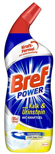 Bref Power WC-KraftGel 15x Effekt gegen Kalk und Urinstein, WC Reiniger für kraftvolle Reinigung, 750 ml