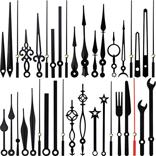 Mudder 14 Styles Black Clock Hands Only Clock Movements Clock Mechanisms, Non Ticking Hands, Clock Hands Replacement Kit Made of Aluminum, DIY Clock Parts for Clock Repair, 14 Kinds of Size, Black