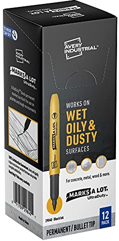 Avery Marks A Lot Permanent Markers, Bullet Tip, 12 Black Markers