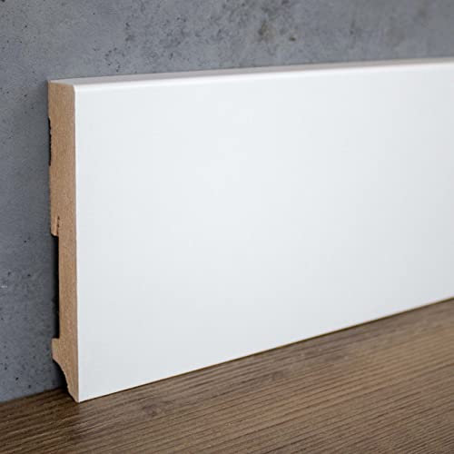 PROVISTON | Plinthe MDF Carré | 19 x 120 x 2400 mm | Melaminé | Blanc | Classique