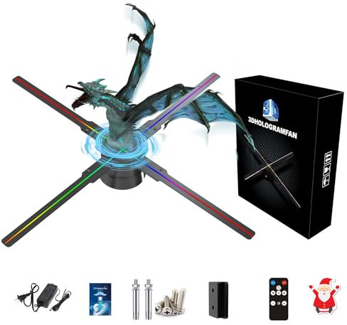 Ologramma 3D, Missyou 52cm LED Proiettore Olografico 3D with WiFi and Bluetooth and Remote e 700 Cartone Animato video, per Mostre, Centri Commercial, Cinema, Aeroporti,Natale