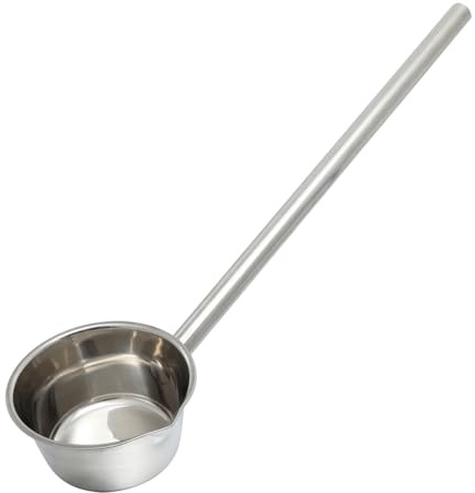 HEMOTON Wasserschaufel Metall Aufgusskelle Edelstahl Wasserpfanne mit Langer Griff Retro Wasserlöffel Groß Wasserschöpfkelle Schöpflöffel Badelöffel für Küche Bade Dusche Shampoo Zubehör Silber 14CM