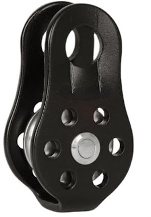 anso 20KN - Polea de escalada fija para exteriores, polea de cuerda de rescate (negra)