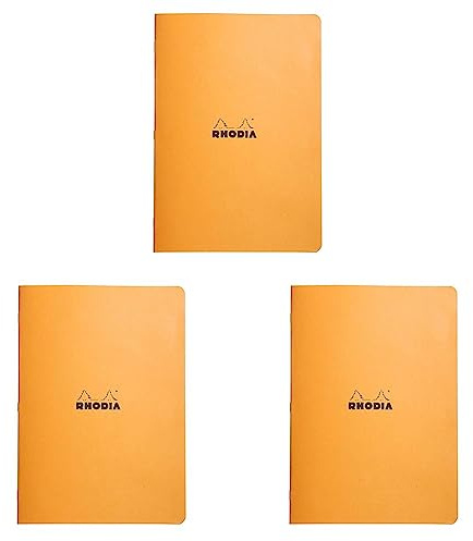 Rhodia 119164C - Orange Piqué Notebook - A4 - Small Squares - 96 pages - White Clairefontaine Paper 80 g/m - Soft, resistant and waterproof coated card cover - Classic (Pack of 3)