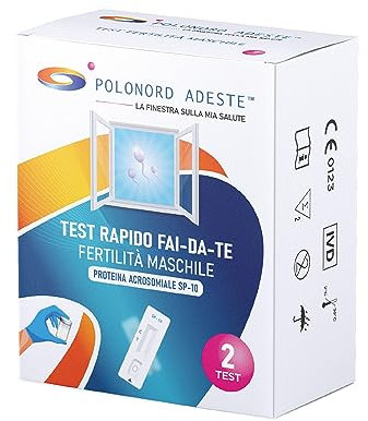 TEST FERTILITÀ MASCHILE Adeste - Rapido Fai da Te per la rilevazione qualitativa della proteina acrosomiale SP-10 che si trova negli spermatozoi nel liquido seminale umano, Confezione 2 Test