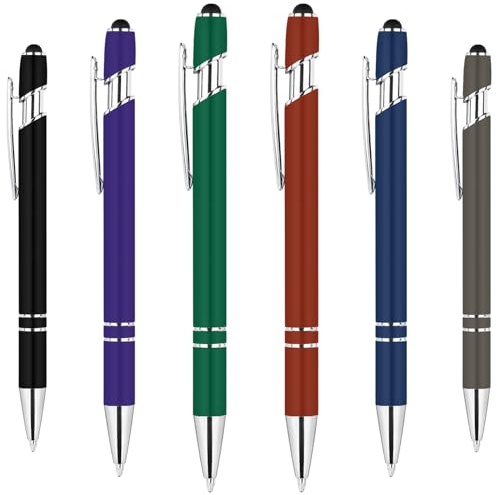 AUAUY Kugelschreiber, 2 in 1 Soft-Touch-Kugelschreiber, 6 Stück Druckkugelschreiber, Kollegen Eingabestift Metall Stift für Schreibtisch Mitarbeiter, Abschluss, Jubiläum, Büro
