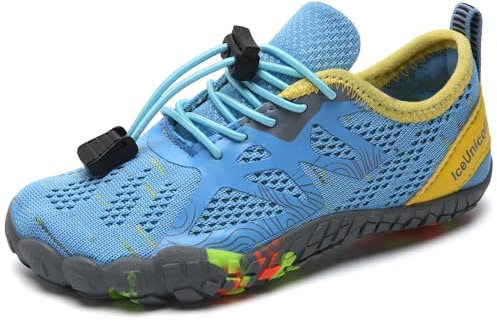 IceUnicorn Barfußschuhe Kinder Badeschuhe Junge Mädchen Barfussschuhe Aquaschuhe Atmungsaktiv Traillaufschuhe (Blau,28EU)