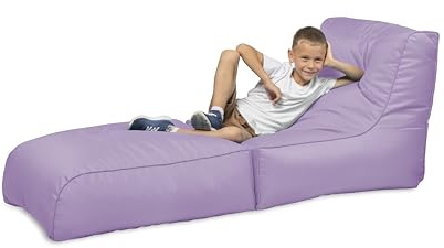 chilly pilley Pouf Pliable pour s'asseoir et s'allonger 2 en 1 - avec Remplissage EPS - Pouf géant - Enfants et Adultes - Coussin de Chaise Longue d'extérieur - Plusieurs Couleurs, Violet Clair