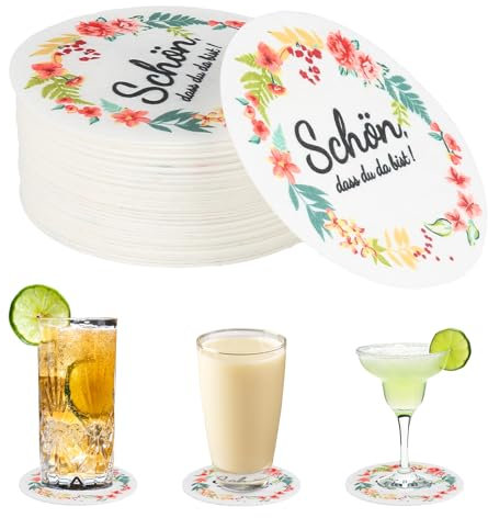 Lot de 50 dessous de verre à bière, dessous de verre, ronds, 10 cm, en feutre épais, pour mariage, anniversaire, décoration de table
