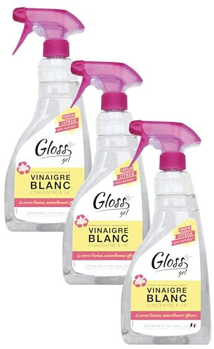 GLOSS Vinaigre Blanc 14° texture gel 750 ml – 100% naturel (Lot de 3)