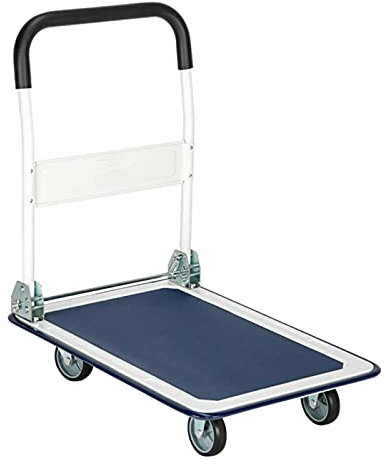 Plattform-LKW-Wagen, Plattform-Wagen, zusammenklappbarer Wagen mit drehbaren und festen Rädern, beweglicher Stahl-Schubkarren für Lager, Fabrik, 330 lbs maximale Belastung, Schiebewagen-Doll