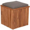 MR. DEKO® Teakbox Hocker mit Sitzpolster | Sitzhocker aus Teakholz 45x45x45 cm (BxTxH) | Sitzpolster und Stauraum unter dem Sitz | als Aufbewahrungsbox Teak Tisch oder Gartentisch | Outdoormöbel