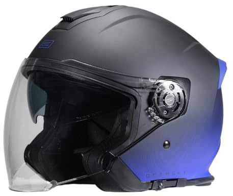 ORIGINE Casco Jet Moto 3/4 Aperto con Doppia Visiera Adatto per Scooter Omologato ECE (DEEPSKY MATT BLUE BLACK,M)…