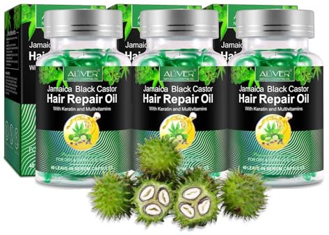 P-Beauty, 3 capsule di olio di ricino, con cheratina e vitamine, 3 x 40 capsule per uso esterno, olio per capelli per la crescita dei capelli e la cura del cuoio capelluto, per la cura dei capelli,