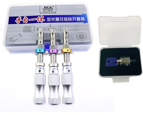 QiDAi Set di 3 grimaldelli tubolari regolabili da 7,0 mm, 7,5 mm, 7,8 mm, con manico lungo (strumento e lucchetto)