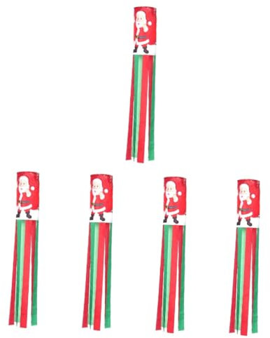 HANABASS 5piezas Bandera De Vientos De Navidad Para Exteriores Decoración Colgante De Banderas Windsock Navideñas Adorno Festivo Para Jardín y Fiestas