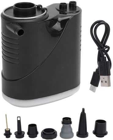 Winzige Elektrische Luftpumpe, Tragbare Elektrische Luftmatratzenpumpe, Wiederaufladbar mit Campinglicht, Inflator-Deflator-Pumpe für Couch