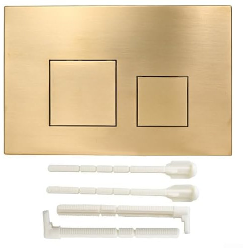 Doppelspülplatten für GEBERIT Toilette, Betätigungsdrucktastenplatte, Betätigungsplatten Drückerplatte WC-Spülkasten-Ersatzteile, Golden 2-Mengen-Spülung (gebürstetes Gold)