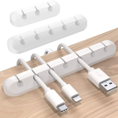 Support de câble, 3 pièces organisateur de câbles, ensemble de guide de câbles polyvalent, gestion des câbles, clips de câble, pour ordinateur de bureau, câble de chargement USB, blanc