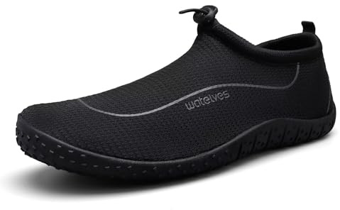 WateLves Water Shoes Womens Mens Multi-Purpose Barefoot Shoes Beach Swim Yoga Aqua Socks with Adjustable Buckle Thick Sole for Indoor Outdoor(Black-38)