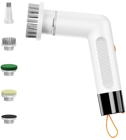 OneNine Spazzola per la pulizia elettrica, con 5 testine intercambiabili, display a LED, Electric Spin Scrubber Cleaning Brush per la casa, bagno, piastrelle, cucina, pneumatici, moquette