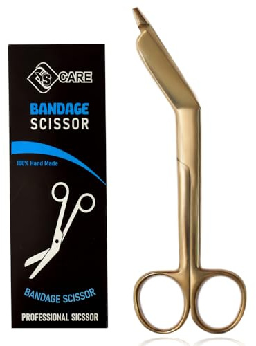 YSCARE Forbici per bendaggi, in acciaio inox, per primo soccorso, per studenti e infermieri, strumenti da dissezione (oro, 16,5 cm)