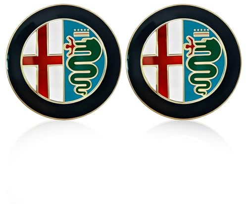 PRAOFRT 2 Pezzi 74mm Fregi Stemma Compatibili con Alfa Romeo Auto Logo Per Cofano Anteriore e Posteriore Emblema Stemmi in Metallo（Oro）