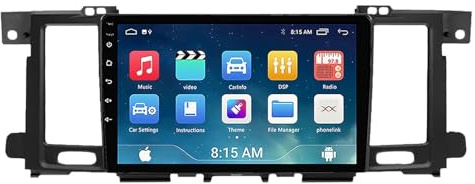 Autorradio Android 15 de 9 Doble DIN para Nissan Patrol Y62 (2010-2020) con CarPlay, cámara de reversa, Controles en el Volante, Bluetooth, GPS, Radio FM y WiFi (A1 1G+32G).