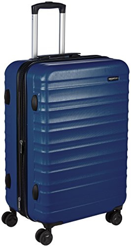 Amazon Basics Valise Rigide Moyenne - Bagage de Voyage Extensible ABS avec 4 Roulettes Doubles Pivotantes - Résistante aux Rayures et Légère - 68 x 45,1 x 28,6cm - Bleu Marine