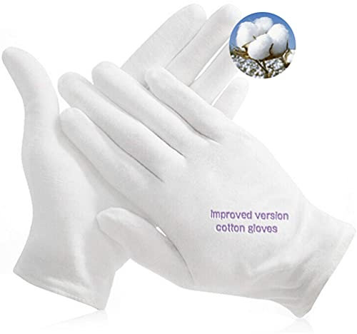 YITIAOYU 24 Pairs Soft White Cotton Gloves for Moisturizing Eczema Sleep Treatment, and Archival Inspection Handling of Coins, Jewelry, Silver, and Costume Artifacts (XL)
