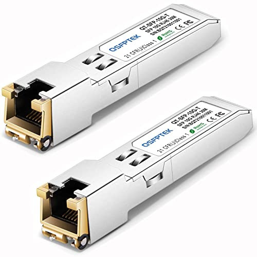 QSFPTEK 2Pack 10GBASE-T SFP+ al modulo di rame RJ45, ricetrasmettitore Mini-GBIC di SFP 10Gb per Cisco SFP-10G-T-S, Ubiquiti UF-RJ45-10G, Netgear, Mikrotik, D-Link, Supermicro, fino a 100FT (30M)