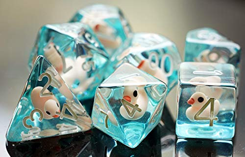 Pen and Paper Würfelset, Enten Edition, 7-teilig, ideal für Dungeons and Dragons (D&D) und viele weitere Rollenspiele, DND Würfel