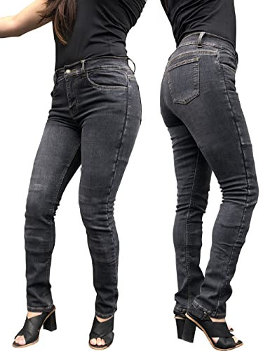 Bikers Gear Australia Damen Grey Motorrad-Jeans Stone Wash, Stretch, Kevlar, mit Abnehmbarer CE1621-1 Rüstung, grau, 38